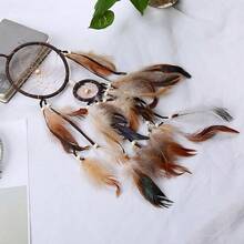 1pc Brown 2-Ring Dreamcatcher, Style Home Decor - Brown - View 5