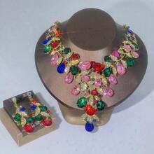 1 Set Elegant Women's Jewelry Set, Necklace Earrings 3 Pieces Set, Rhinestone Encrusted, Fashionable Luxury Jewelry Set, Suitable For Bride, Wedding, Banquet, Formal Occasions