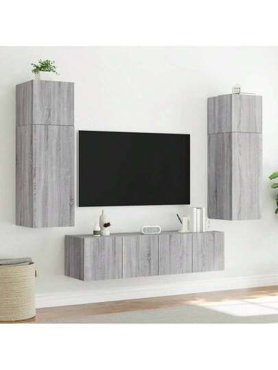 VidaXL TV Wand Unit LED Lighting 80x35x41 Cm Grijs Sonoma view 6