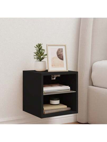 VidaXL TV Wand Unit LED Lighting 30x28.5x30 Cm Zwart view 4