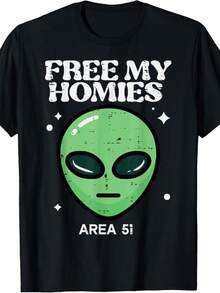 Alien Free My Homies Area 51 Funny UFO Boys Kids Men Women T-Shirt.Jpg - 黑色 - 查看 1