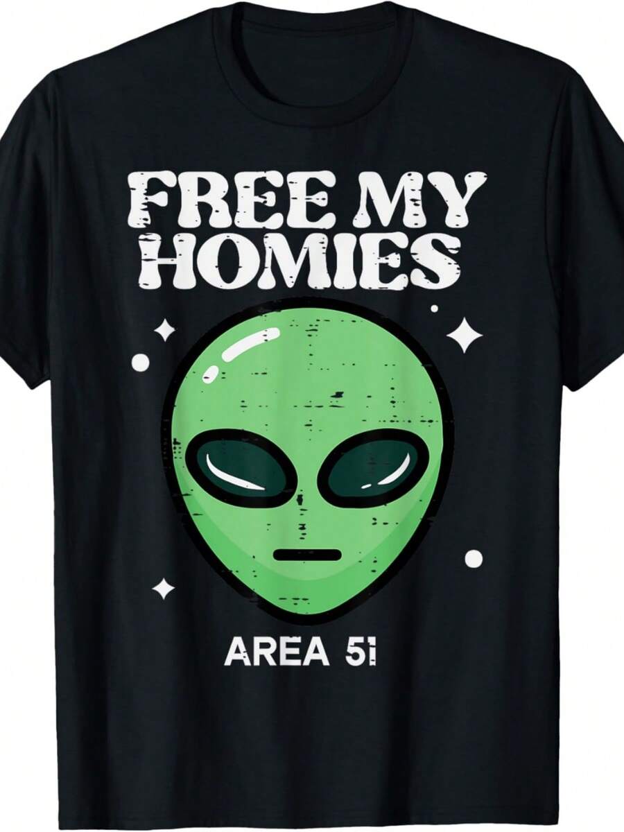 Alien Free My Homies Area 51 Funny UFO Boys Kids Men Women T-Shirt.Jpg - 黑色 - 查看 1
