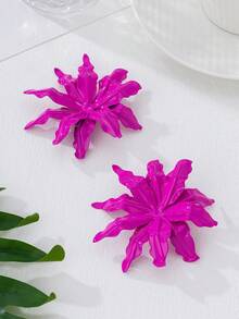 1 对经典珐琅花女士耳环，时尚适合日常休闲穿着、节日派对 - 紅色 - 查看 9