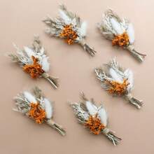 12 Pcs Boho Dried Flower Bouquet Mini Wedding Handmade Dry Flowers Decor For Vase Crafts DIY Photo Boutonniere For Men Floral Plant For Bridesmaid Gift Birthday Decor And Autumn Decor Items