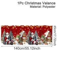 Cortinas de cozinha com saia de Natal de 1 peça, cortinas curtas de poliéster com bolso para vara e boneco de neve de Papai Noel fofo de 55 x 18 polegadas, tratamentos de janela para o inverno, decoração festiva de Natal, decorações de Natal para casa 2025 - Multicolorido - Ver 12