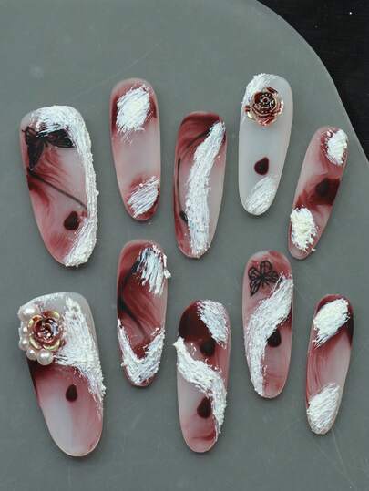 CrystalHola Halloween Nail 10pcs Handmade Press On Nail Y2K Nail Black Luxury AB Diamond Shiny Artificial, Cosplay,Punk,Silver Dragon,Wearable Nail Fake Nails Suitable For Girls And Women Festivals Parties And Daily Wear Christmas Nail Good Gift