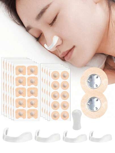 60pcs Magnetic Nose Strips, 4pcs Nose Clips And 1pc Magnetic Nose Expander, External Strips, Inhalable Strips, Magnetic Strips And Nose Expander Set, Unisex, Suitable For Sports, Home, Travel And Business Trips. An Ideal Gift For Family, Friends And Loved Ones.