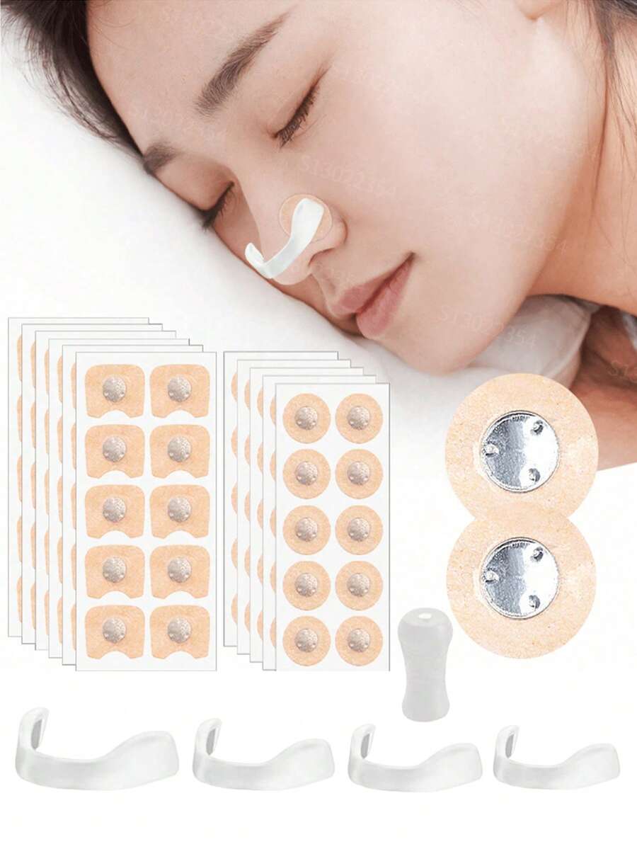 60pcs Magnetic Nose Strips, 4pcs Nose Clips And 1pc Magnetic Nose Expander, External Strips, Inhalable Strips, Magnetic Strips And Nose Expander Set, Unisex, Suitable For Sports, Home, Travel And Business Trips. An Ideal Gift For Family, Friends And Loved Ones. - 彩色 - 查看 1