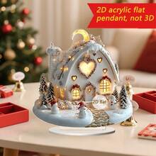 1/2 pièces Décorations de Noël en forme de chalet, Panneau de décoration de bureau en acrylique 2D, Décoration de chambre, salon et maison, à poser sur la table