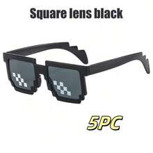 1PC Mosaic Glasses, 2D Sunglasses, My World Personalized Pixel Sunglasses, Funny Mosaic Glasses(Add 5pcs;)