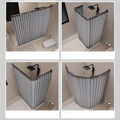 Rèm tắm gấp hiện đại - Tách ướt/khô, Chất liệu Polyester, Thiết kế sọc có móc và dây đeo, Thích hợp sử dụng tại nhà và khách sạn quanh năm Trang trí phòng tắm, Rèm tắm, Vách ngăn đa năng, Phong cách hiện đại, Dễ bảo trì (Không bao gồm thanh gấp) Trang trí Giáng sinh