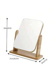 1 oglindă de machiaj din lemn, oglindă rotativă pentru birou, oglindă de toaletă pentru căminul studențesc, oglindă de înfrumusețare