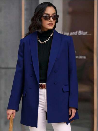 Blazer alfaiataria feminina elegante casaco liso 6 botões linda verão manga longa