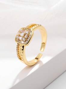 1pc Stylish Copper Zirconia Ring For Women Wear Suitable As A Gift For Friends