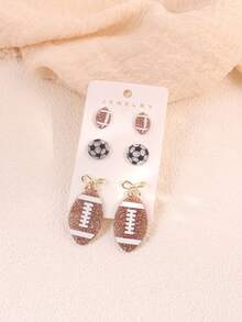 2-6 cercei acrilici cu tematică sportivă - fotbal, rugby, baseball