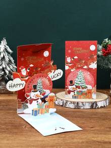 1pc 3D Christmas Money Holder Cards For Cash, Christmas Money Cash Gift Bags Boxes With Greeting Card, Christmas Party Favors Decor Bags, Thanks You Gift Card ,Handmade Pop-Up Cards, Christmas Gifts, Snowman Decorative Card, Merry Christmas Party Gift Wrapping Supplies, Xmas Party Decor