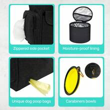 Airline-Approved Dog Travel Bag Pet Carrier Set With 2 Collapsible Bowls & Multi-Compartment Design - Zipper Closure - Ideal For Overnight Trips & Halloween Gifts, Adjustable Strap Dog Travel Bag, Pet Travel Essentials, Durable Pet Bag, 2 Colors - màu đen - Xem 6