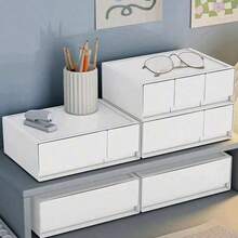 1pc Plastic Desktop Storage Box, Cosmetic Drawer Organizer, Stationery Container, Multi-Layer Stackable Jewelry Box