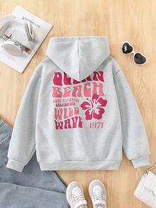 Sudadera con bolsillo estampada para niñas, para preadolescentes - Gris - Ver 2