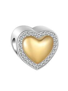 1pc Gold/Black/Red/Silver Heart/Beauty & Beast/Heart/Letter/LOVE/Pumpkin Carriage/Crown Plated 925 Silver Elegant Cute DIY Bracelet Beads Pendant, Suitable For Daily Wear/Autumn & Winter/Back To School/Holidays/Halloween/Christmas/Thanksgiving/Valentine's Day/Birthday Gift