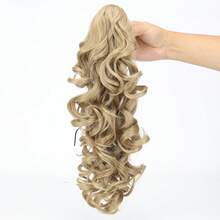 合成 18 英寸长波浪马尾辫接发爪夹马尾辫女士日常使用棕灰色金色黑色马尾辫