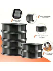 2 piezas Molde de acero inoxidable con forma de doble cuerno para hornear pasteles, galletas, huevos, hamburguesas - Plateado - Ver 9