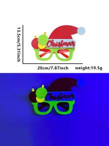 2026 Christmas Fluorescent Glasses, Cartoon Christmas Decor Photo Props, Neon Santa Hat & Reindeer Glasses Frame