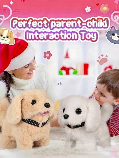 Elektronisches interaktives Plüschhundespielzeug mit Laufen und Bellen, Hundespielzeug, Roboterhund, Spielzeughund, Neugeborenen-Grundausstattung, interaktive Hundespielzeuge, Roboterhunde, die sich wie echte Hunde verhalten, Spielzeug für 2-jährige Mädchen, Laufhundspielzeug für Kinder, Kuscheltiere für Mädchen, süße Sachen für Mädchen, Plüschfiguren-Spielzeug, Überraschungsspielzeug, Weihnachtsgeschenke