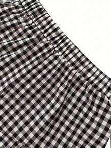 Autumn/Winter New Houndstooth Casual Loose Jacket & Plaid Cargo Pants Set For Women, British Style Summer - Black and White - View 4