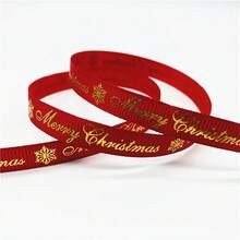 5yards 10mm Christmas Ribbon Printed Christmas Polyester Ribbon For Handmade Design Christmas Decoration Gift Packing