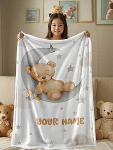 1pc Customizable Text, Dinosaur Pattern, Memorial Blanket, Suitable As Girl, Boy, Adult, Valentine's Day, Lightweight, Baby Blanket, Personalized Throw Blanket, Personalized Photo Blanket, Personalized Baby Blanket, Newborn Blanket, Suitable For Mother's Day, Birthday, Children's Day, Father's Day, Graduation, Wedding, Christmas, Halloween, For Home Sofa, Bed, Car, Bedroom, Living Room, Throw Blanket - Multicolor - View 3
