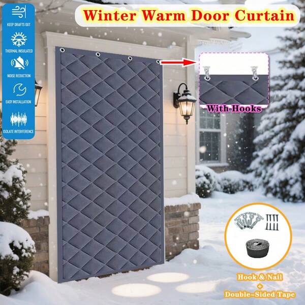 AIYYIPA 1 Stück Wintertür Vorhang, verdickt, kälteabweisend, windundurchlässig und warm, Trennvorhang mit Haken einfach zu installieren, Winterwarm Türvorhang, Heimdekoration