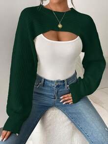 Asymmetric Hem Solid Color Ribbed Knit Pullover Sweater