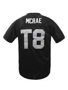 KTYSDE Men's #T8 Black American Football Jersey, MCRAE Embroidered Design, Classic Retro Mesh Loose V-Neck Short Sleeve Pullover T-Shirt, American Football Sports Tee