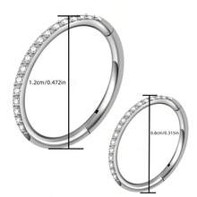 1 pieza Aro de titanio sin costuras ASTM F136 con piedra de zirconia cúbica 5A - Anillo de nariz, septum, cartílago para mujer/hombre, joyería corporal hipoalergénica adecuada para regalos de cumpleaños, San Valentín, Navidad