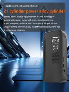 1pc 150 PSI Portable Air Compressor For Car Tires, Fast Inflation, Large Capacity Rechargeable Battery, Digital Pressure Gauge With LED Light, Convenient To Use, Longer Lifespan, Wireless Car Air Inflator With 5 Accessories, Suitable For Cars, Bicycles, Motorcycles And Sports Balls