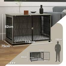 PawHut Dog Crate Furniture End Table W/ Cushion For Extra Large Dogs - Grey - View 5