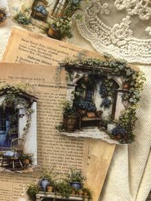 10pcs/Pack Yard Corner Plant Vine DIY Scrapbooking Decorative PET Stickers Scrapbook Supplies Stationery - one-size - View 5