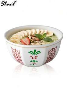 shoxil 1 pièce Bol floral du Moyen-Orient, bol en céramique avec motif de palmier dattier/rose Udam, bol multifonctionnel pour dessert, assiette à grignoter, convient pour un usage quotidien, les rassemblements, l'hospitalité et le thé de l'après-midi