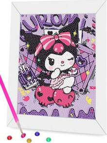 Sanrio Kuromi DIY Diamond Painting Kit, Kuromi Diamond Art Craft Set, Indoor Decor Desktop Ornament, Holiday & Birthday Gift For Kids