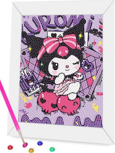 Sanrio Kuromi DIY Diamond Painting Kit, Kuromi Diamond Art Craft Set, Indoor Decor Desktop Ornament, Holiday & Birthday Gift For Kids