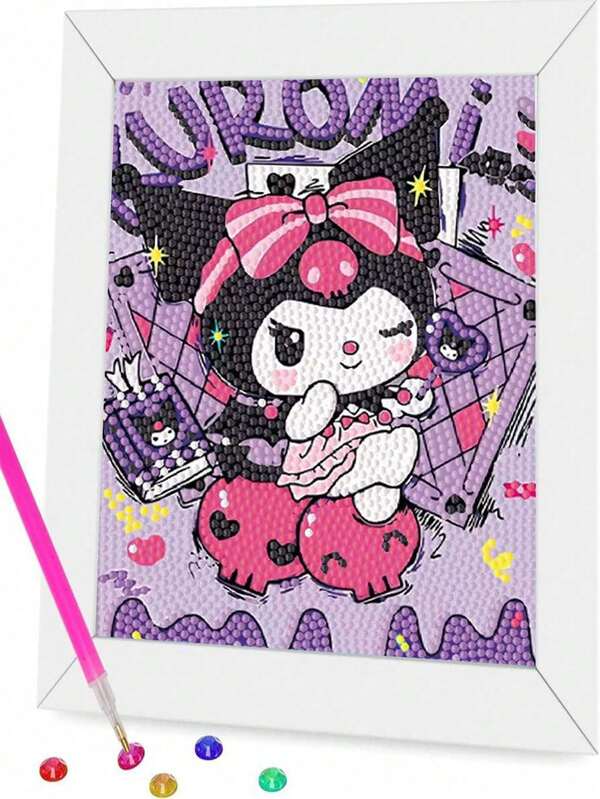 Sanrio Kuromi DIY Diamond Painting Kit, Kuromi Diamond Art Craft Set, Indoor Decor Desktop Ornament, Holiday & Birthday Gift For Kids