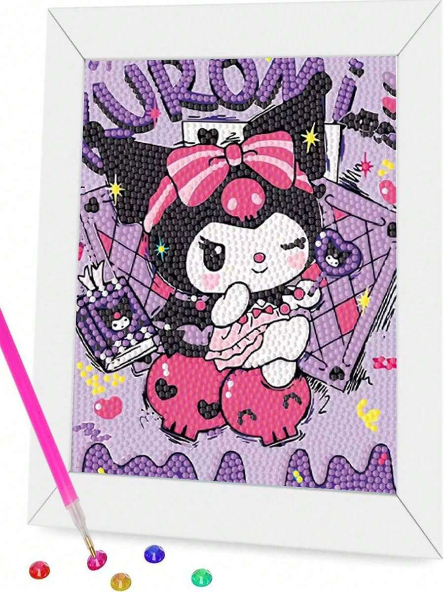 Sanrio Kuromi DIY Diamond Painting Kit, Kuromi Diamond Art Craft Set, Indoor Decor Desktop Ornament, Holiday & Birthday Gift For Kids