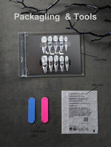 这款迷人的10片法式尖头美甲贴片套装，采用激光银色工艺，3D立体装饰，镶嵌水钻，欧式全覆盖亚克力手工美甲贴片，朋克风美甲用品，适合女性和女孩婚礼美甲，套装包含1个迷你指甲锉和1张粘合贴片，摇滚风格美甲，适合女性和女孩，可用于节日、日常、工作、派对、聚会等各种场合。 - 銀色 - 查看 7