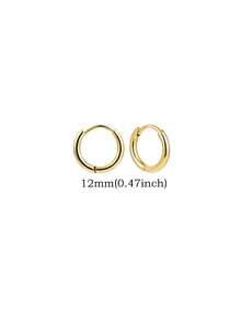 1 Pair Stainless Steel Earrings, Unisex, Stackable, Cartilage Hoop, Hinged Earrings, Small Earring Set, Suitable For Girls - Gold - View 14