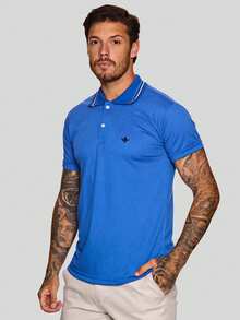 MEN'S POLO COLLAR SHIRT CASUAL BUTTON SLIM T-SHIRT PROMOTION - Royal Blue - View 2