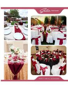 2pcs/5pcs/10pcs Wine Red Satin Table Runner, Suitable For Hotel Events, Birthday Parties, Silk Table Flags, Parties, Christmas, Wedding Decorations - Burgundy - View 8