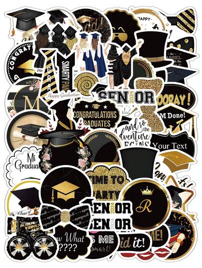 52 piezas de pegatinas con tema de temporada de graduación para álbum de recortes, equipaje, escritorio, papelería, actividades del campus, decoración, manualidades y garabatos