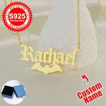 1pc S925 Sterling Silver Custom Gothic Name Necklace With Halloween Motifs - Personalized Jewelry For Friends, Goth Enthusiasts & Self - Perfect For Halloween Parties, Daily Edgy Looks & Festive Gifting Occasions