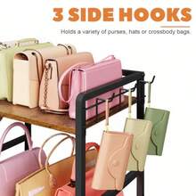 Purse Storage Organizer For Women 3Tier Max Purse Storage Stand Rack Holder Bag Shelf For Closet 12 Fixed Hooks 3 Side Hooks Keeping Purses Visible Purse Display Bag Organizer For Various Bags - As Pic - View 5